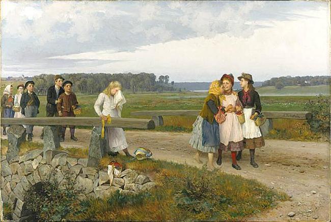 august malmstrom The Tell-Tale Norge oil painting art